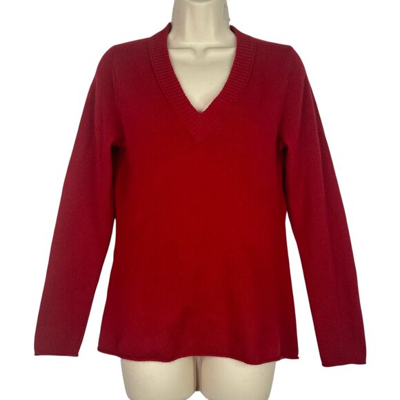 Banana Republic Red V-Neck Wool Angora Blend Sweater Women’s Medium - Picture 10 of 10